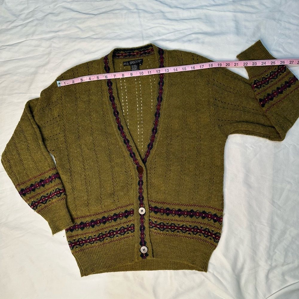 Vintage Episode Alpaca Wool Blend Cardigan Fair Isle Knit Cottagecore/Boho Sz M - Picture 5 of 10